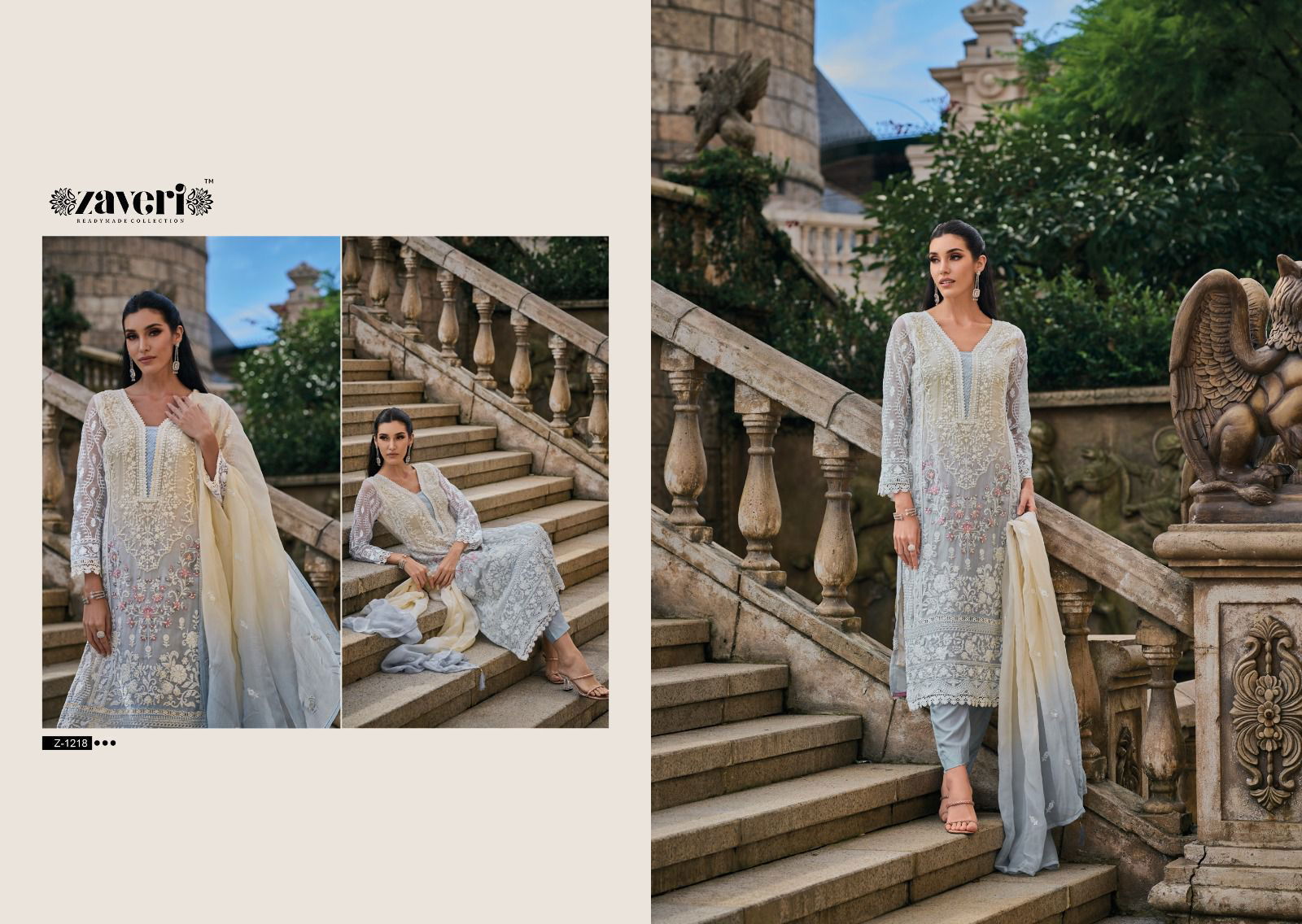 Zaveri Femina Soft Organza Designer Readymade Suits Catalog
